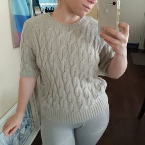 Pure Cashmere Short Sleeve Cable Knit Sweater